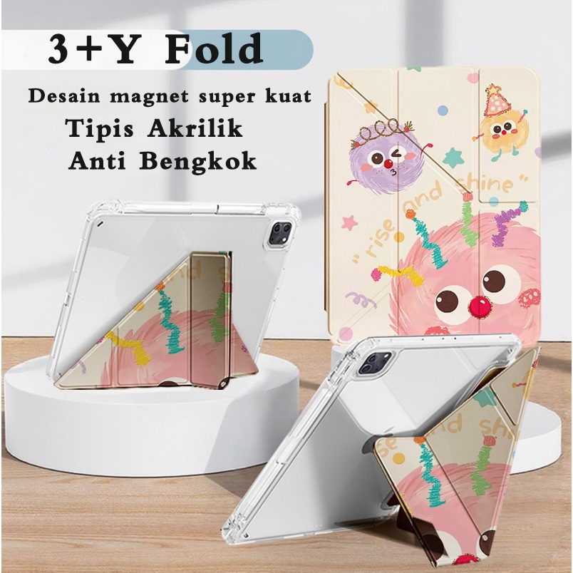 Samsung Tab S9 / S9 FE / S10 / S10+ / A9+ 11" 3+Y ฝาครอบอะคริลิคแบบพับได้ Anti-Bend น้ําหนักเบา + S-