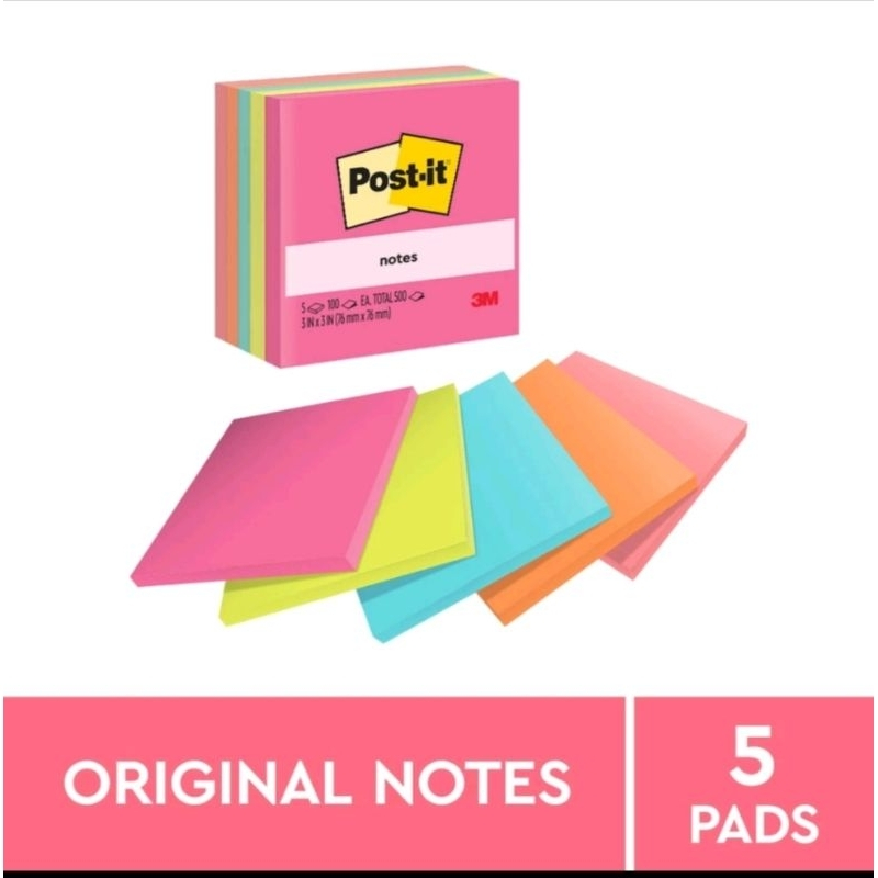 STICK NOTE POSTIT 654 สีสัน 76x76 มม. จํานวน 90 แผ่น