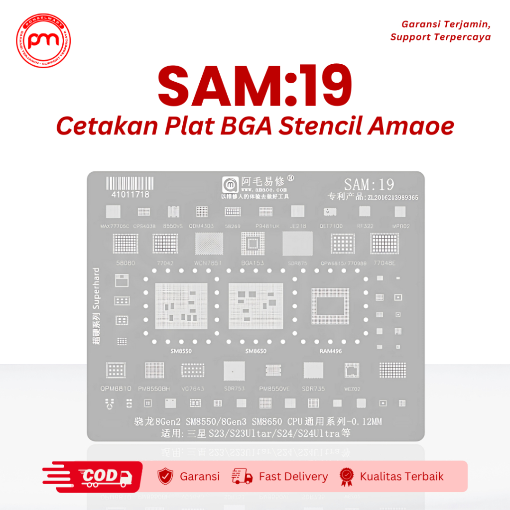 Amaoe SAM 19 Snapdragon 8Gen2 SM8550 8Gen3 SM8650 CPU Universal Series BGA แผ่นลายฉลุแม่พิมพ์