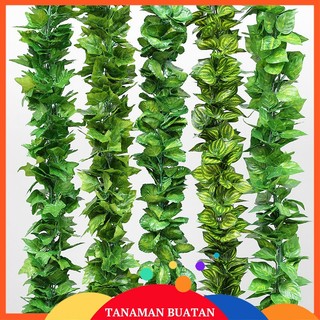 COD 240cm Daun Tanaman Merambat Palsu Buatan Plastik Imitasi Daun Tanaman Merambat Dekoratif Daun Gantung Tanaman Sintetis Hijau Panjang Dekorasi Rumah Kantor