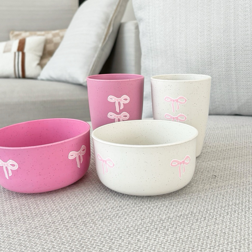 Mocorie - Cadella Coquette พลาสติก Mini Bowl & Cup / coquette Ribbon Cup / coquette Glass & Mini coq