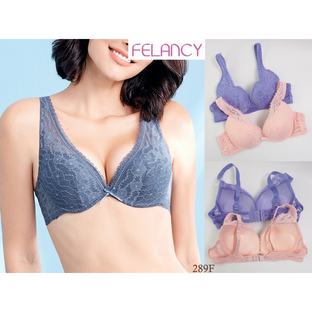 FELANCY ผู้หญิง Underwire Bra 3/4 ถ้วยโฟมหนาขนาด 34B 36B 38B Mix Lace Premium ชุดชั้นใน 289F