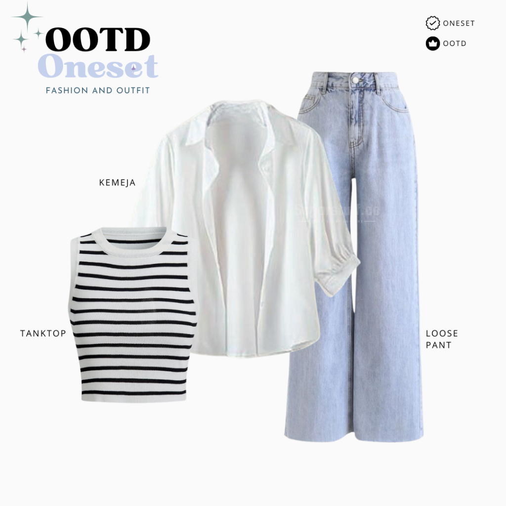 KEMEJA One Set for Teenage Women (เสื้อกล้าม) สไตล์เกาหลี - GD09