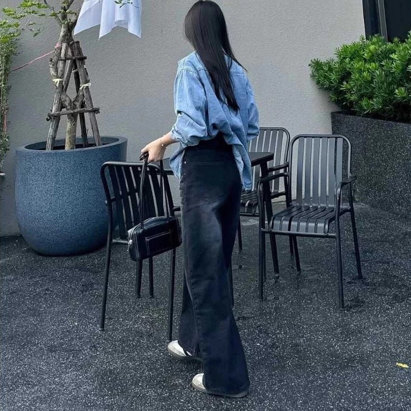 Olise - กางเกงยีนส์เอวสูง unisex oversize ย้อนยุคของผู้หญิงอินเทรนด์ - กางเกงยีนส์ทรงหลวม