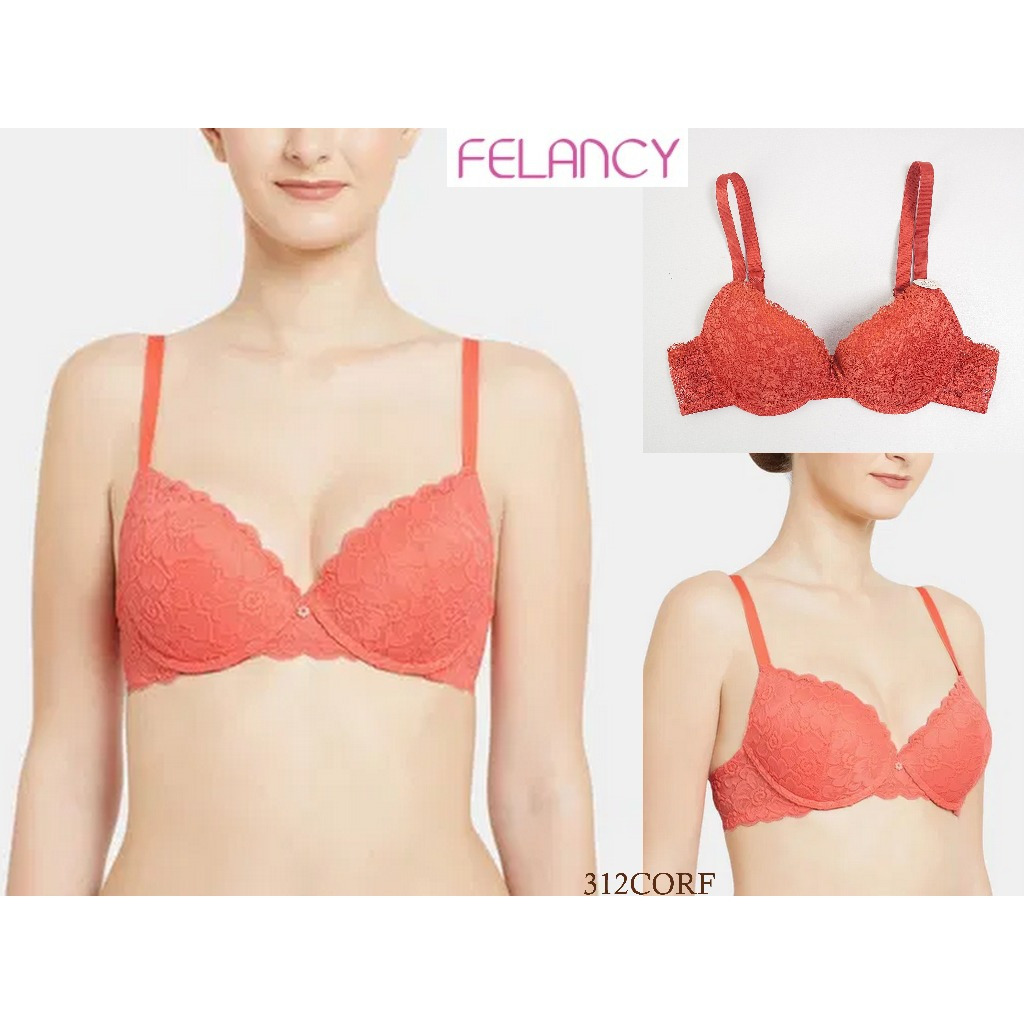 FELANCY Womens Full Cup Bra Medium Foam Thin Underwire Size 34B 36B Mix Lace Premium Smooth ชุดชั้นใ