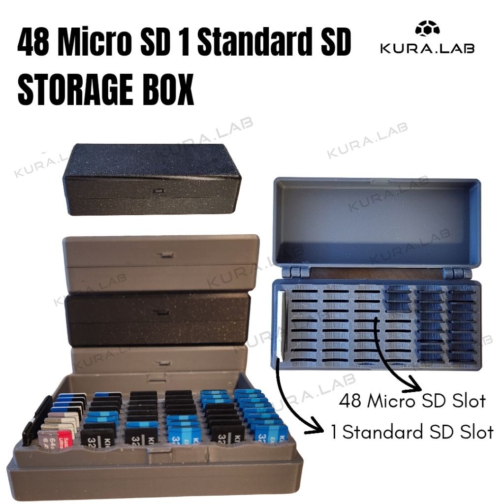 48-Slot Micro SD & 1-Slot SD Card Storage Box – SD Card Storage Box โดย Kura.Lab