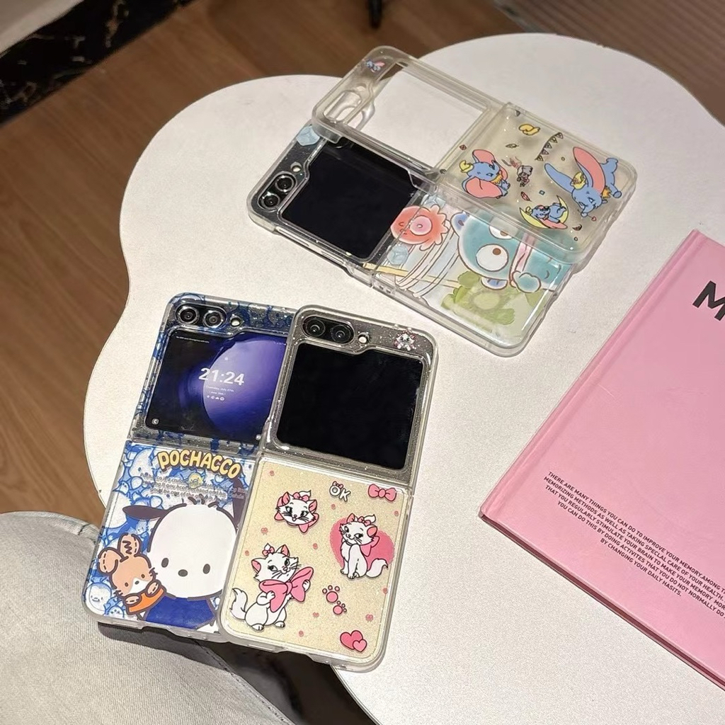 กรณีใหม่สําหรับ Zflip7 Glitter Marie Cat Dumbo Hangyodon Pochacco ล่าสุดวัสดุอะคริลิคน่ารัก Hp น่ารั