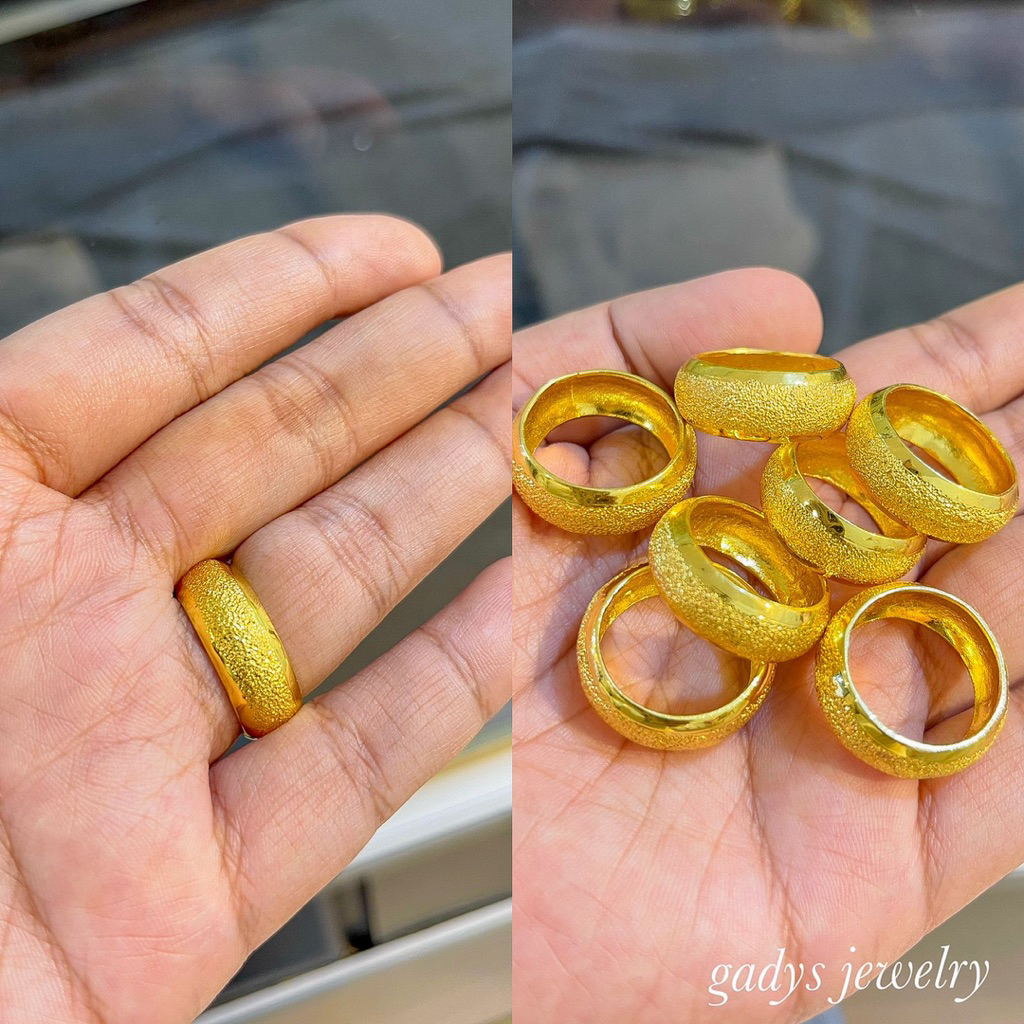 Replica 24krt Gold Plated นูนรอบแหวน Crum Light Gold 8 กรัม Premium Gold Replica แหวนผู้หญิง