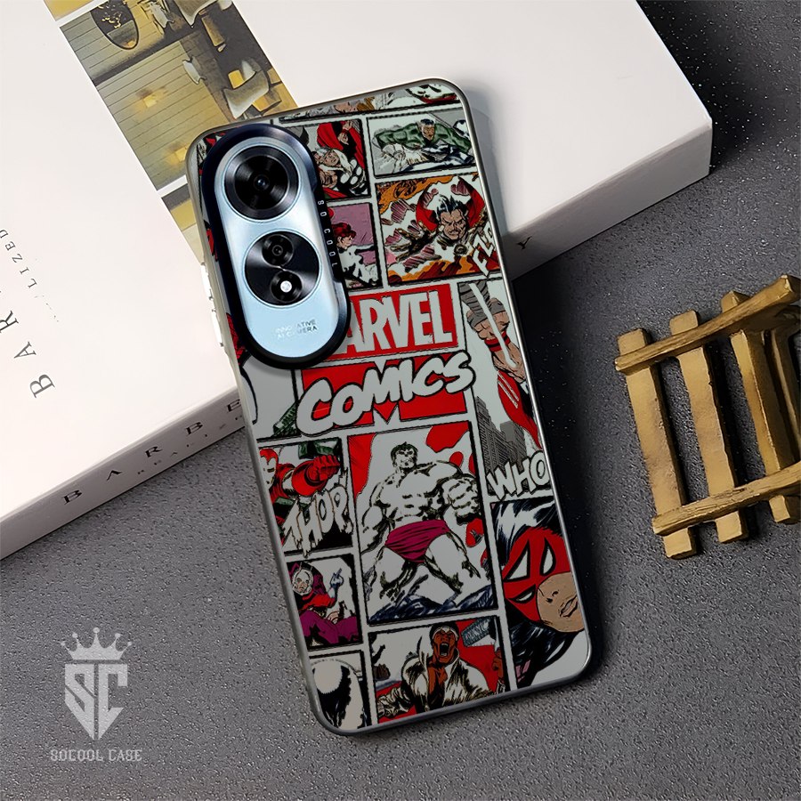 [ICS 135] - HP Case IMD Socool Hologram "Marvel Comics" Premium Matte Hard Casing for Oppo A60 Type 