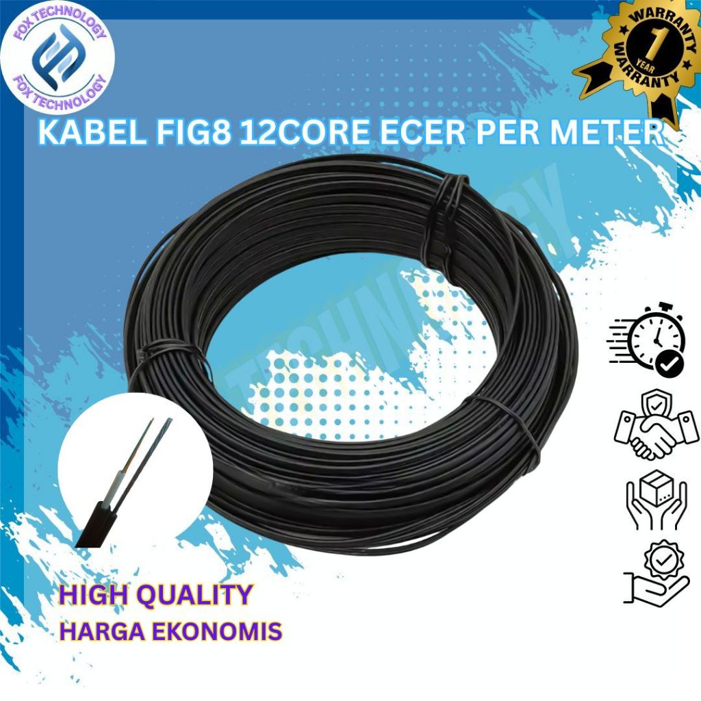 [RETAIL] FIG 8 12 Core G652D Cable Cut ต่อเมตร - แข็งแรงทนทานและสภาพอากาศ - เหมาะสําหรับ FTTH