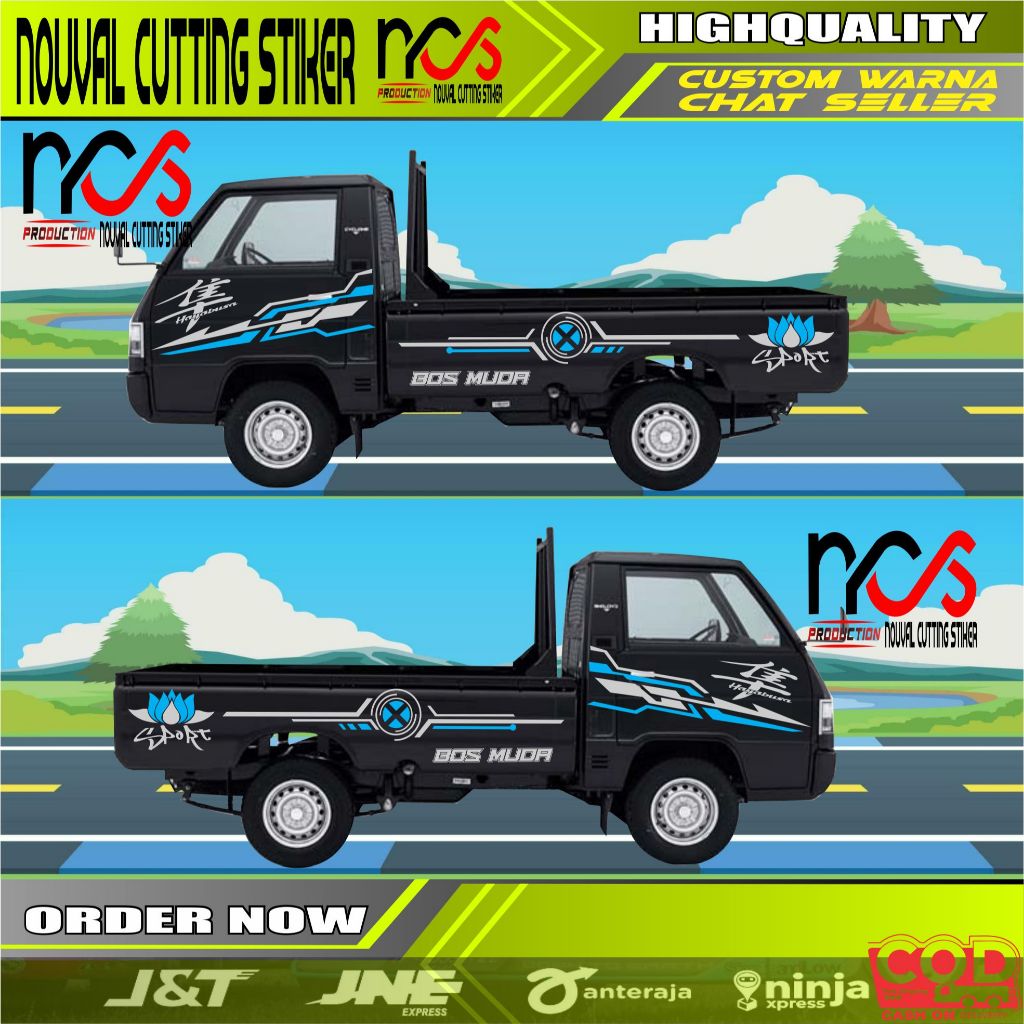สติ๊กเกอร์ติดรถยนต์ขวา 2 ชิ้น PICK UP L300 MITSUBISHI L 3OO สติ๊กเกอร์ตัดร่างกาย
