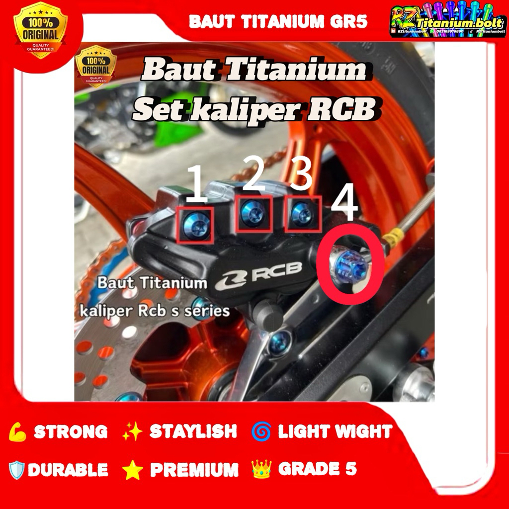 ไทเทเนียม Probolt RCB Caliper Bolt Tojosan Bolt RCB Caliper เกรด 5 Banjo King Nut Thailand vietnam