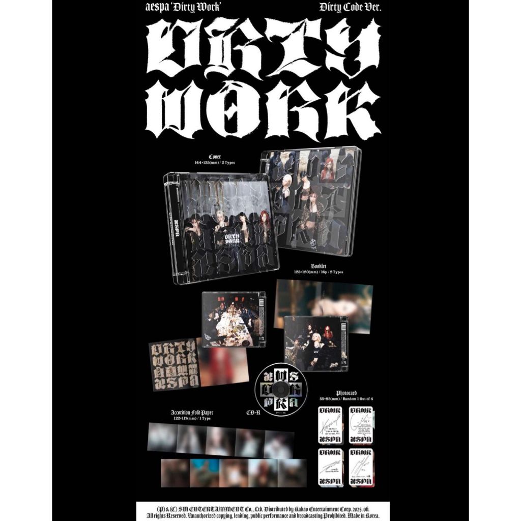 อัลบั้มเดี่ยว AESPA - DIRTY WORK ALBUMS JEWEL CASE CODE PB PHOTOBOOK WORKER CASE BOX KT KTOWN KTOWN4
