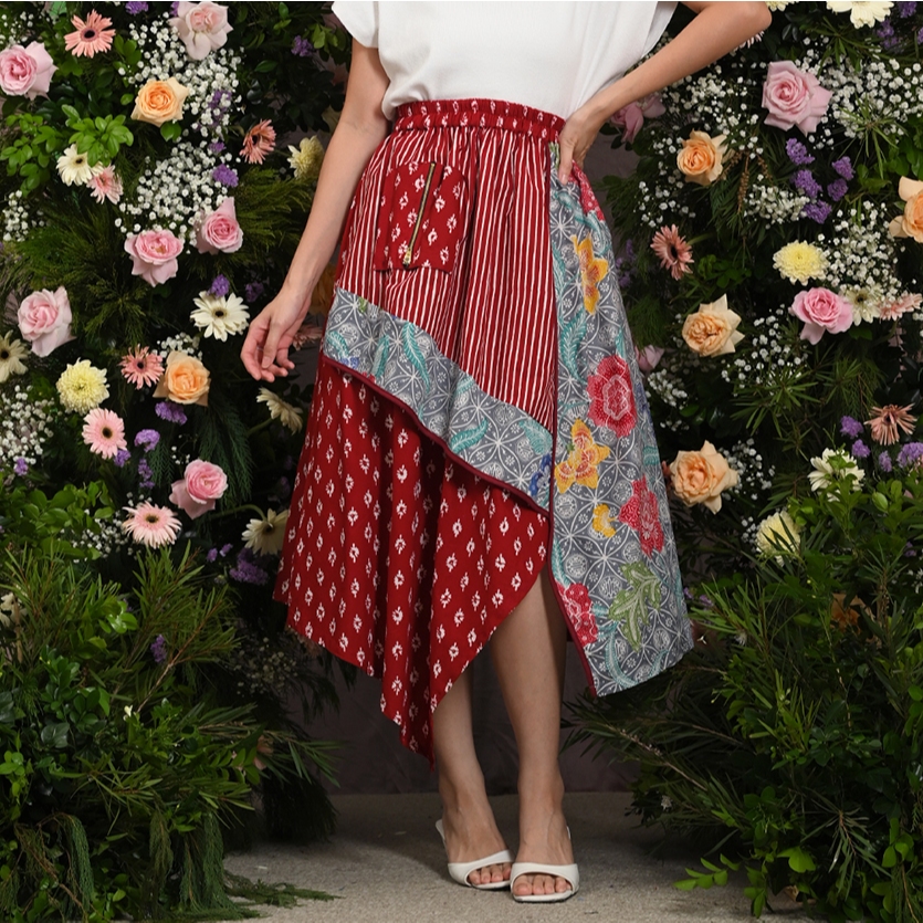 NONA RARA - Vini Encim Betawi P0504 กระโปรงผ้าบาติกลําลองผู้หญิงทันสมัย