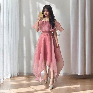 Gaun Wanita Populer Organza Dress PREMIUM | Gaun Bridemaids | Dress Gereja Natal Dress prewedding Promnight Kondangan Birthday Party | Dress tamborin