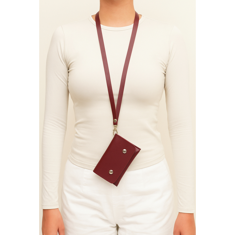 Mini Womens Necklace Wallet – กระเป๋าคล้องคอ 2-Button เรียบหรู, stnk atm Card Wallet, Money