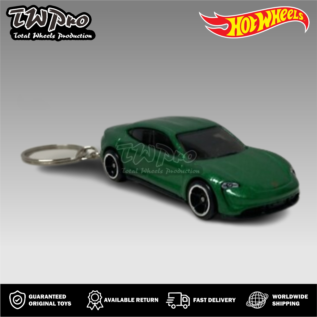 GANTUNGAN HIJAU HOT WHEELS PORSCHE TAYCAN TURBO S KEYCHAIN - GREEN - KEYRING - KEYCHAIN - CUSTOM - T