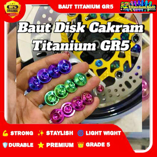 ( 1 pcs ) Baut Disk Titanium Baut disk Cakram Titanium Gr5 Universal Fulldrat