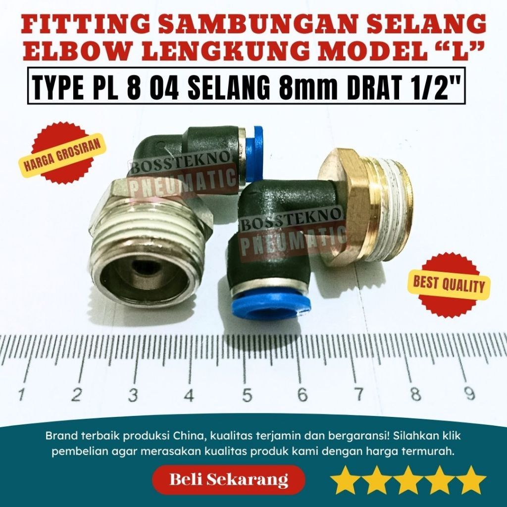 WHOLESALE HOUSE PNEUMATIC FITTING ELBOW NEPEL PL 8-01 THREAD 1/8 INCH, PL 8-02 THREAD 2/4 INCH