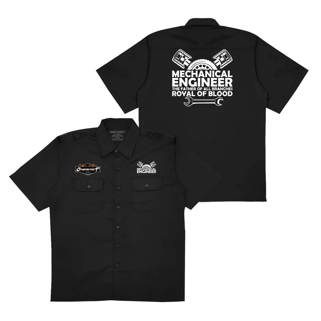KEMEJA Workshirt Mechanical Engineer Royal Of Blood Black Pdh Shirt Oneshirt