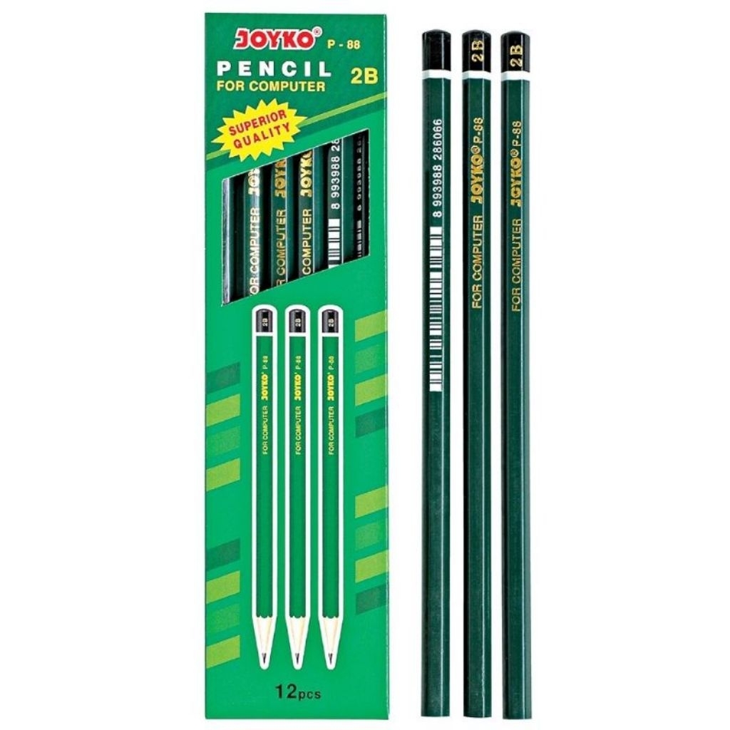 HIJAU Joyko 2B Pencil / Joyko P-88 Green Pencil / 2B Green Pencil / Joyko 2B Computer Pencil (12pcs)