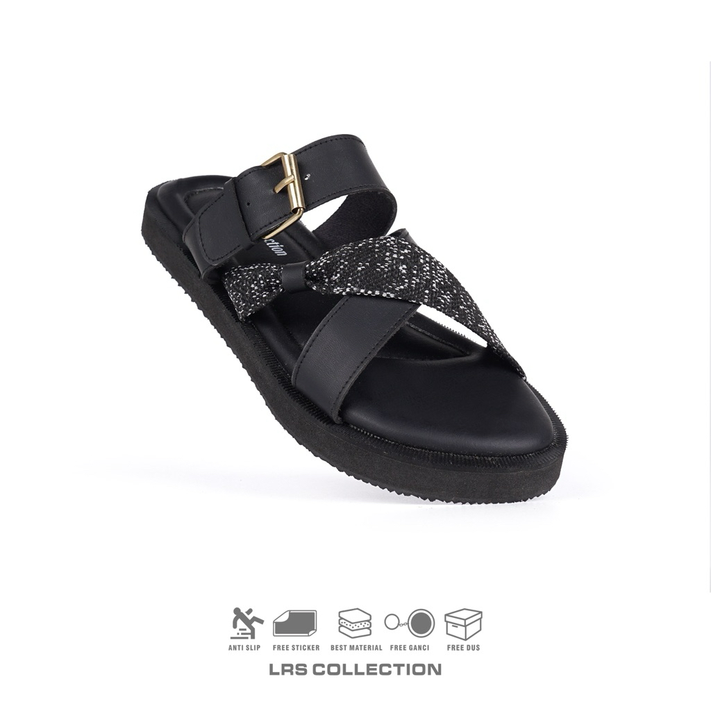 คอลเลกชัน LRS - รองเท้าแตะผู้หญิงผ้าใบบทคัดย่อ Serena รองเท้าแตะผู้หญิงแบนกันลื่น