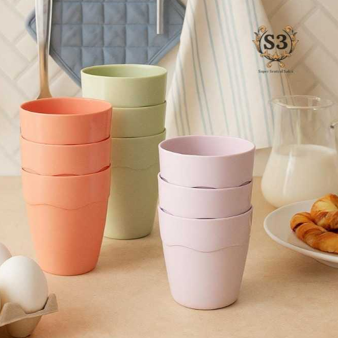 Aesthetic Pastel Plastic Cups 350ml เนื้อหา 3 ชิ้น Claris Wave Cups 2215 RE
