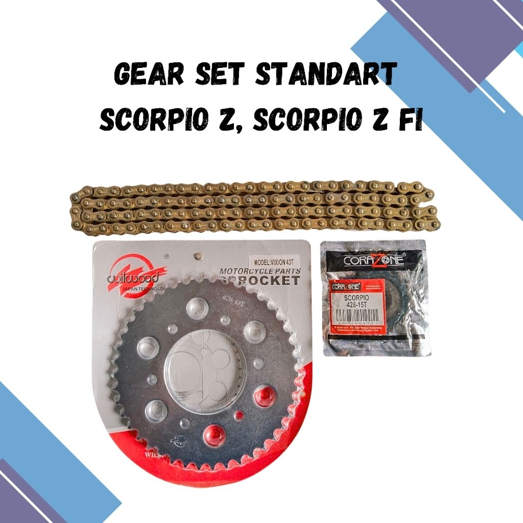 ชุดเกียร์ชุดเกียร์ YAMAHA SCORPIO OLD SCORPIO FI STANDARD GOLD CHAIN GOLD 15T/43T-128L