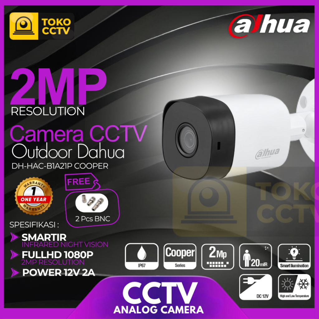 DAHUA COOPER SERIES 2.0MP HAC-T1A21P กล้องวงจรปิด Original Official 2.8MM