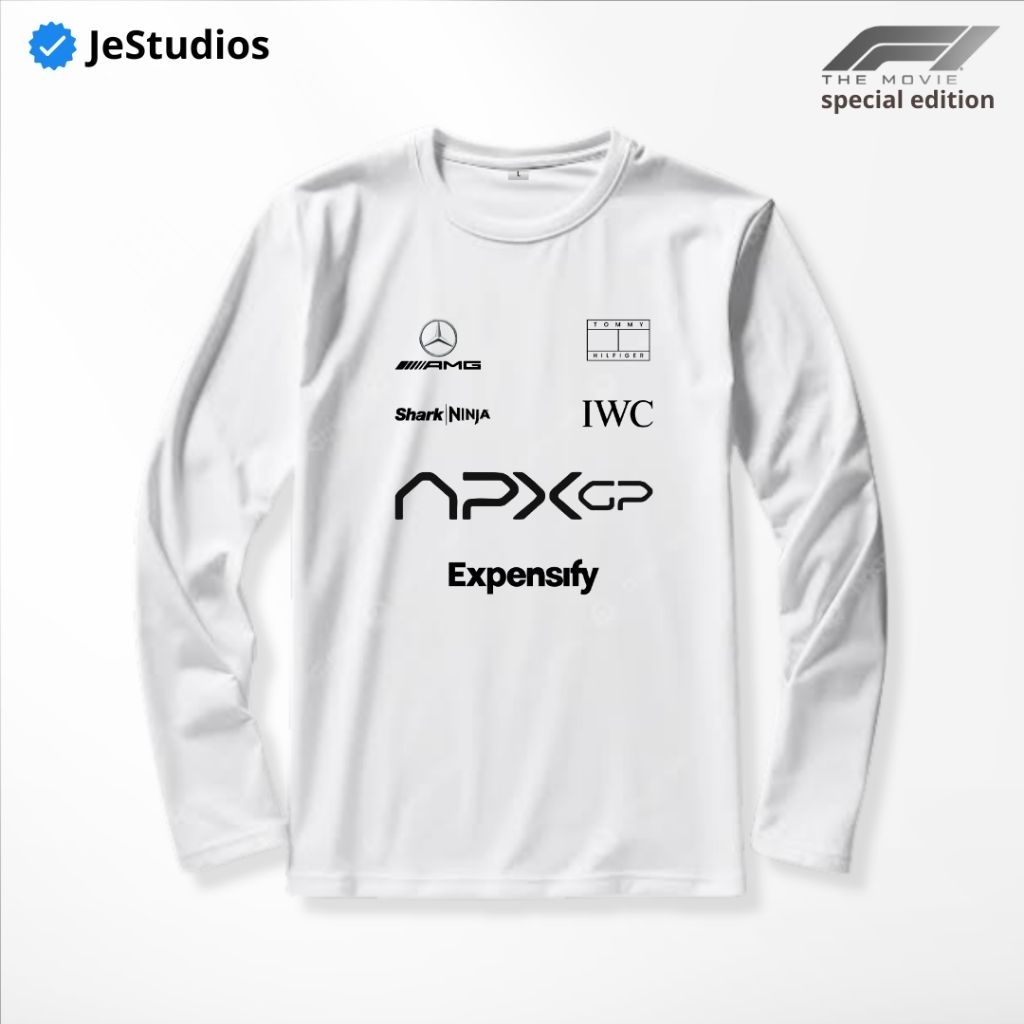 เสื้อยืด APXGP F1 The Movie แขนยาวผ้าฝ้ายสีขาว Combed
