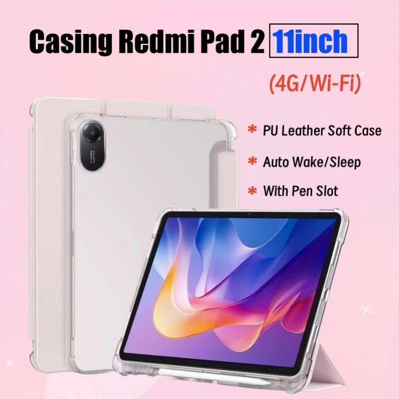เคส Xiaomi Redmi Pad 2 11 นิ้วพร้อมปากกาสล็อตเคสแม่เหล็กแบบพลิกได้อัจฉริยะ