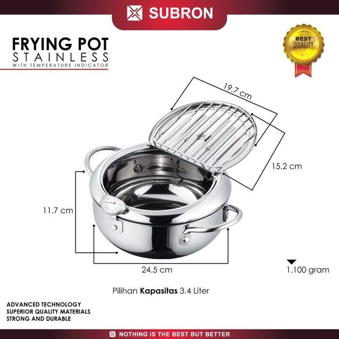 หม้อทอดญี่ปุ่น 24 ซม. เตาแก๊สสแตนเลส SUBRON WAJAN WGT-24