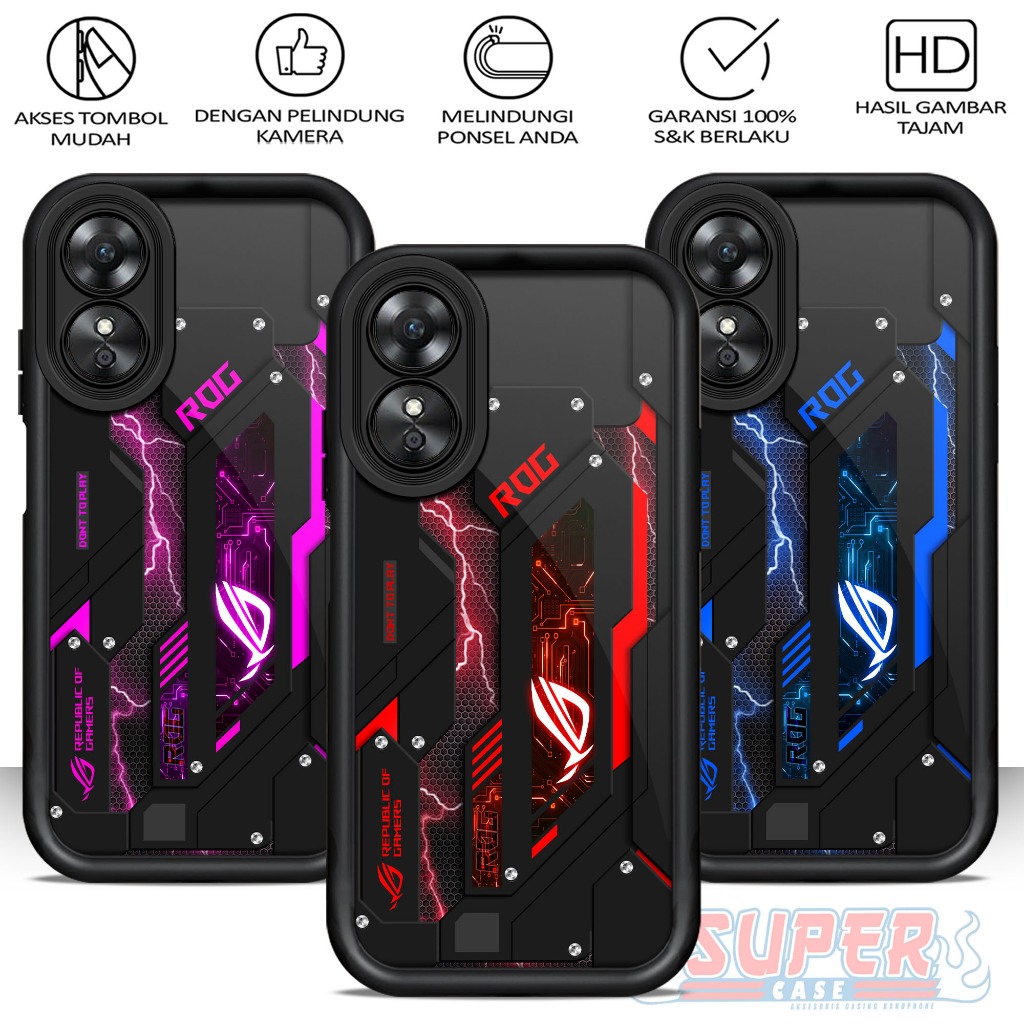 HP OPPO A17 Phone Case SuperCase Motif Phone Protector [ ROG1 ] ล่าสุด Casing Softcase Hardcase กระจ