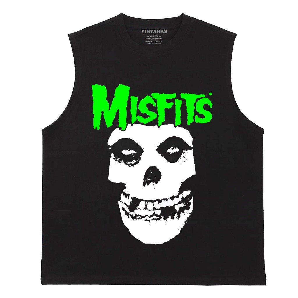 เสื้อผ้าขนาดกลางเสื้อยืดเสื้อกล้าม Lekkong Men Misfits Skull Tanktop man วัสดุ 24s Combed