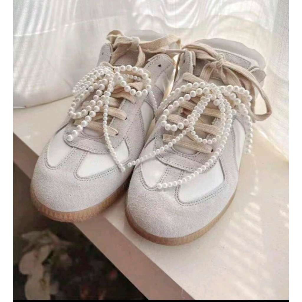 (2 ชิ้น) Handmade Pearl Ribbon Coquette Shoe Accessories||อุปกรณ์รองเท้าริบบิ้นมุก