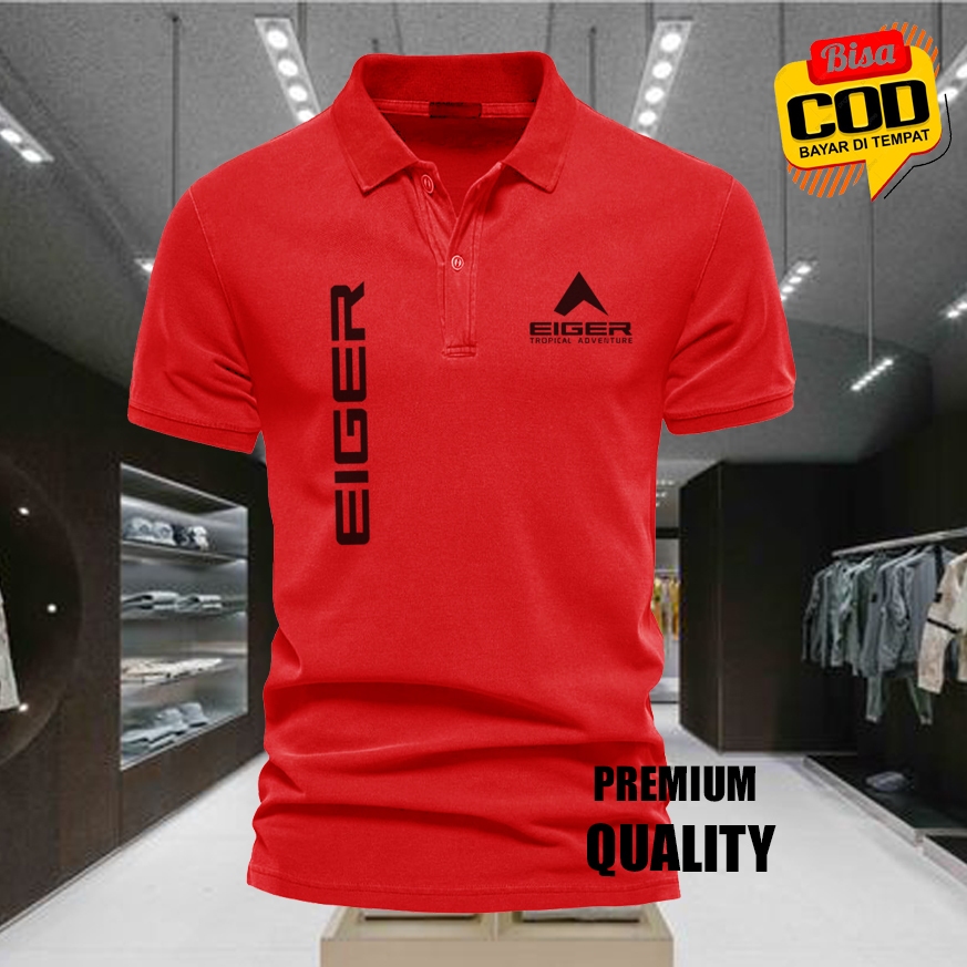 เสื้อโปโล / GER KIRKA TXT เสื้อยืดคอปกสีดํา Premium Polo POLYSTER วัสดุแขนสั้น / เสื้อผ้าผู้ชายและผู