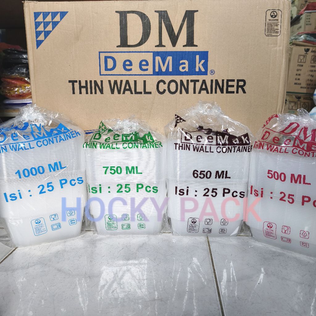 Thinwall 500ml, 650ml, 750ml, 1000ml DM REC กล่องใส่อาหารกล่องอาหารกลางวันพลาสติก
