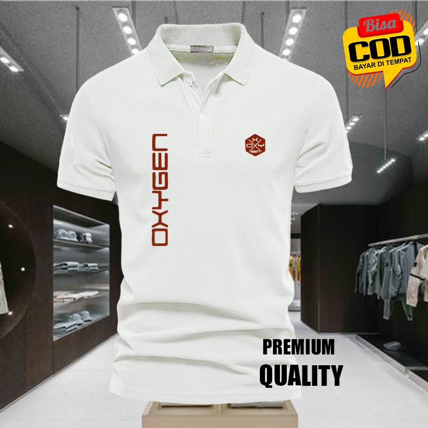 MERAH เสื้อโปโล / OXGN KIRKA TXT เสื้อยืดคอปกสีแดง Premium Polo POLYSTER วัสดุแขนสั้น / เสื้อผ้าผู้ช