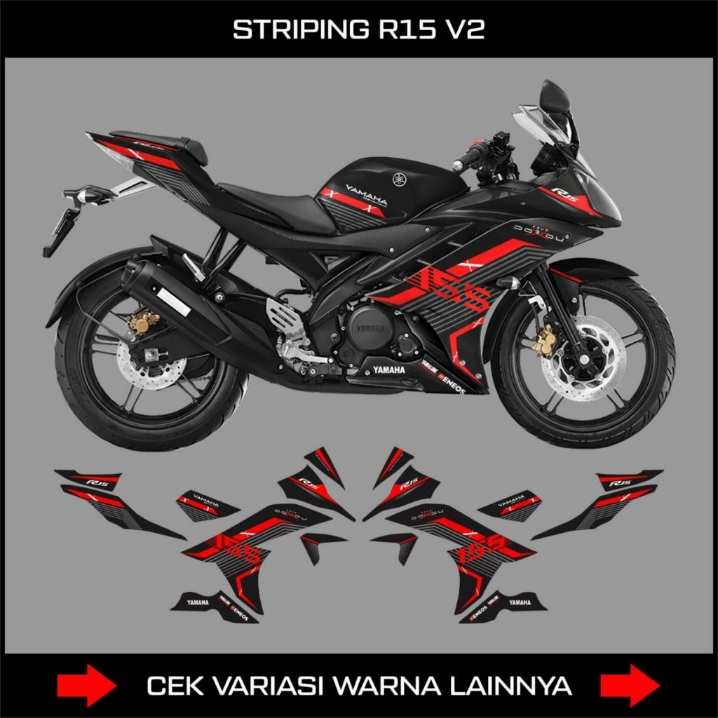 R15v2 Doxou Striping Sticker / Yamaha R15 V2 Motorcycle Variation Decal Sticker / Body List / Stock 