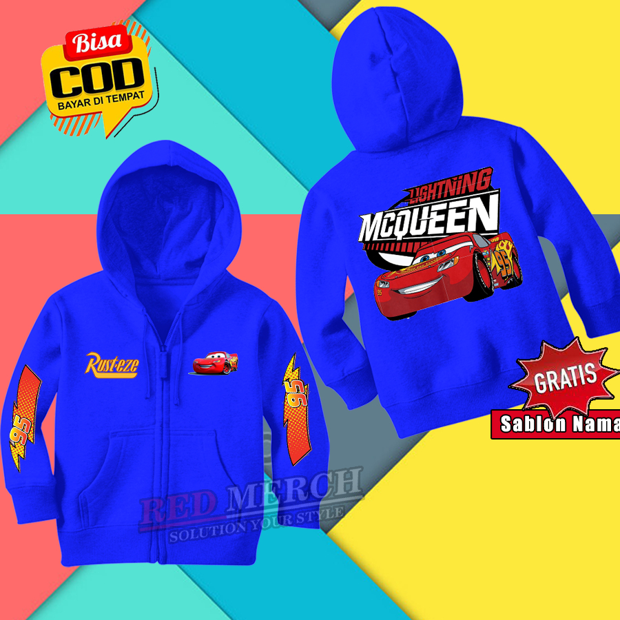 McQueen Lightning Zipper Hoodie สําหรับเด็ก McQueen Cars 006 เสื้อแจ็คเก็ตเด็ก