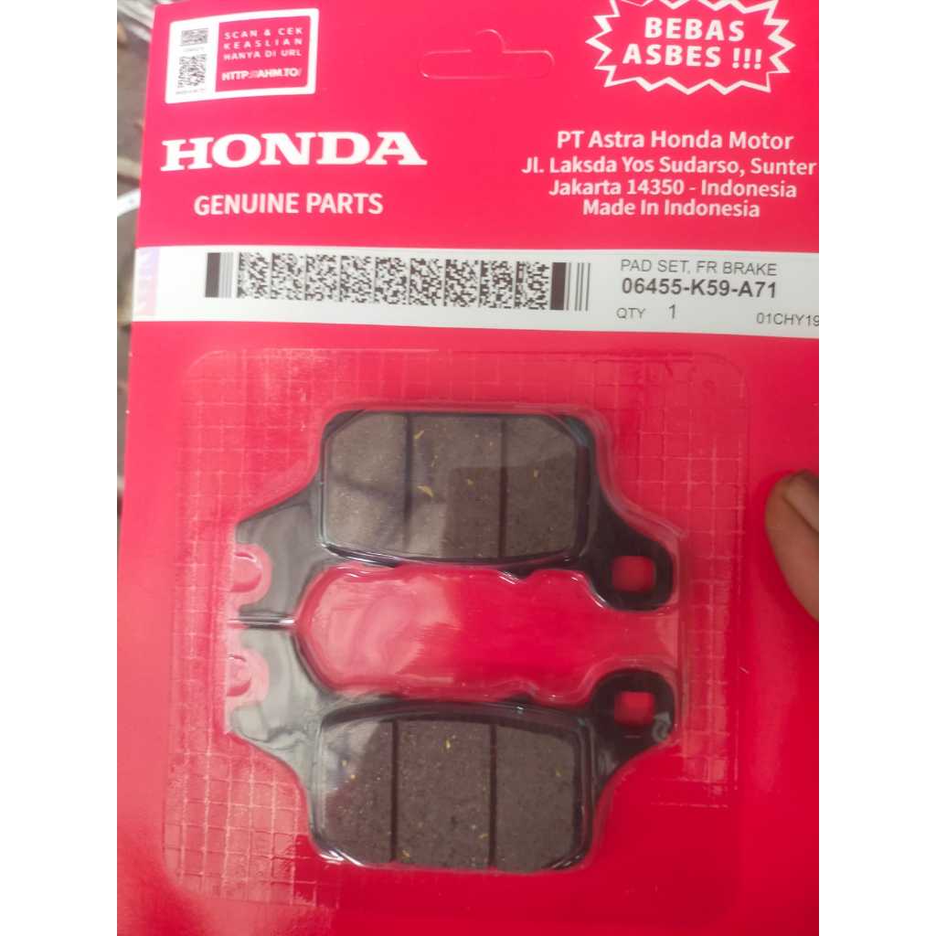 ผ้าเบรกหน้ารถยนต์ HONDA VARIO 150 06455-K59-A71