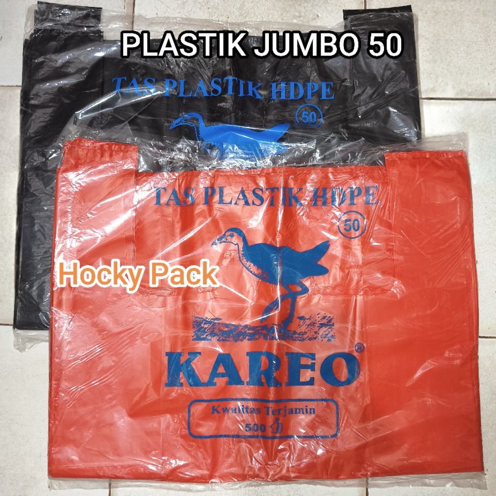 MERAH JUMBO 50 ถุงพลาสติกคุณภาพ Kario สีแดงสีดํา