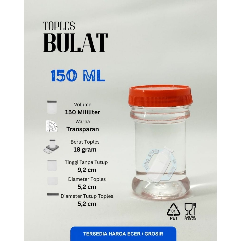 MERAH 150ml ขวดพลาสติกกลม / 150ml ขวดพลาสติก Sambal / ขวด Sambal ทรงกลม 150ml / ขวดพลาสติกพร้อมฝาปิด