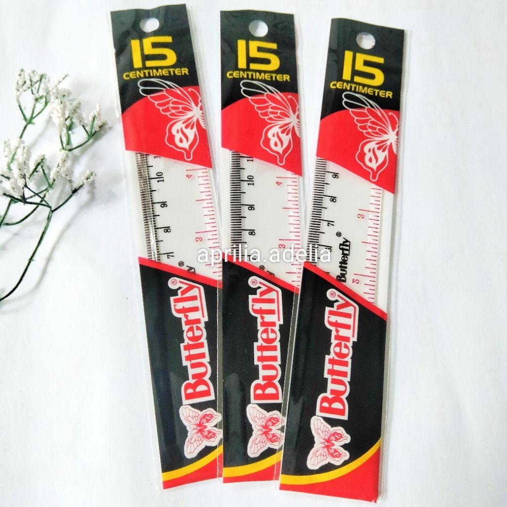 15 ซม. BATTERFLY RULER/CLEAR WHITE RULER