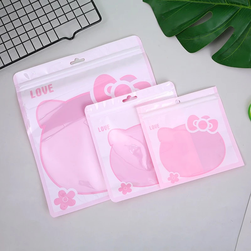 TOPPERCAKE51_Hello Kitty Ziplock Clip กระเป๋าซิปพลาสติก Hello Kitty คลิปบรรจุภัณฑ์พลาสติกน่ารักใหม่ 