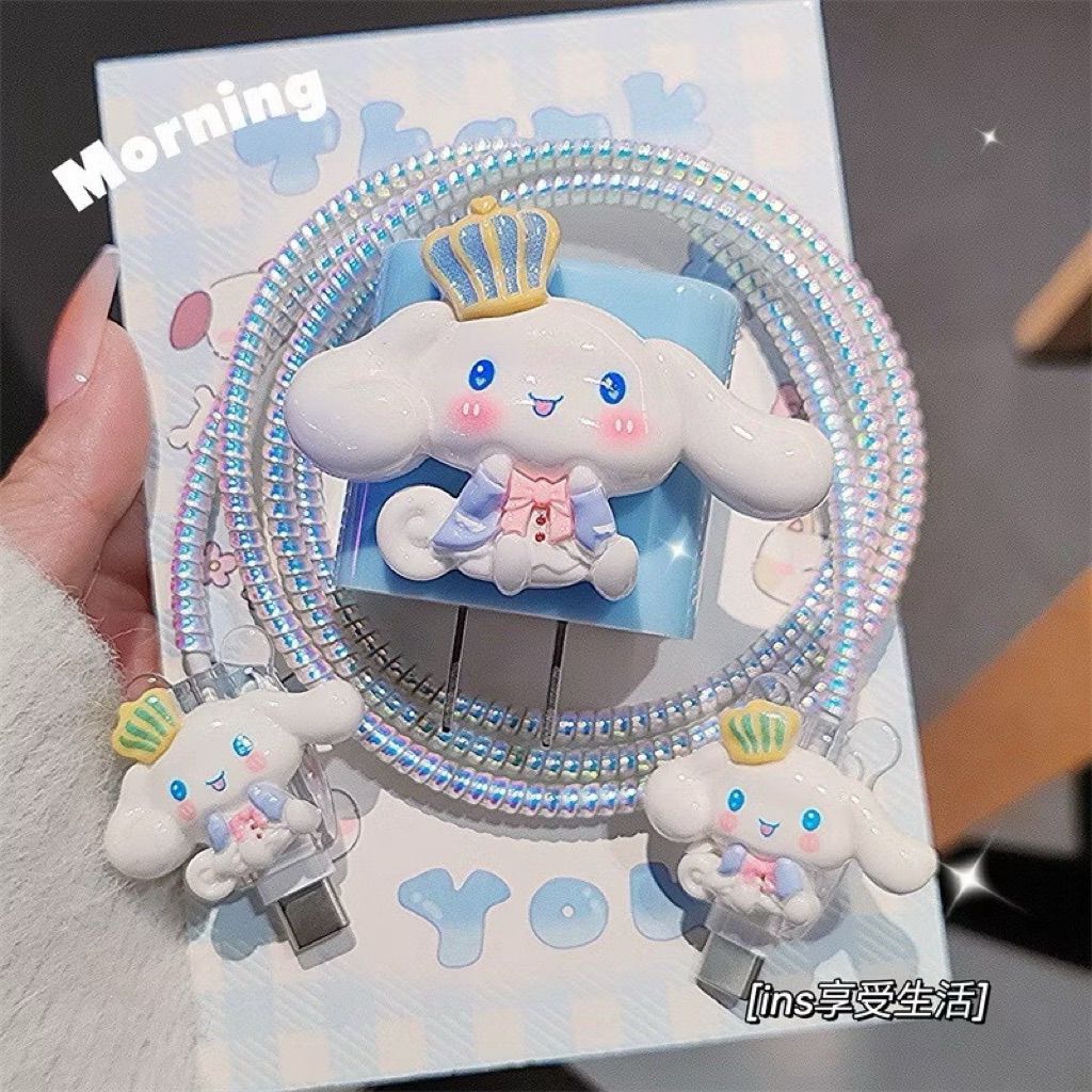 Iphone 18w 20w Charger Cable Protector Charger Head Adapter Protector Cute Character Charger Case J1