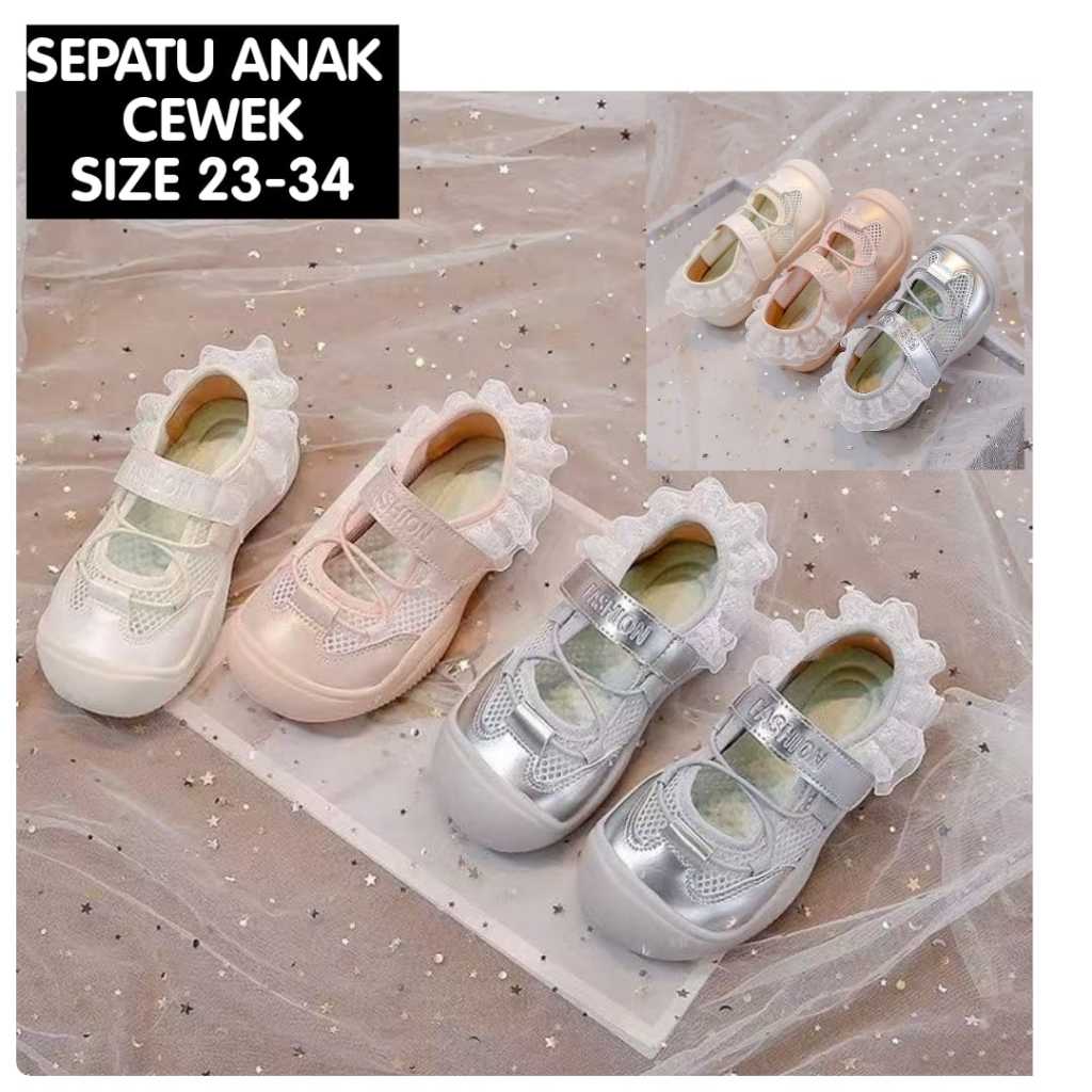 (LOLI-JKT) SP- R97 GIRLS SANDALS WITH ADHESIVE VARIATIONS, LACE AND BACK, LIGHT, EVEN OUT, SIZE 23-3