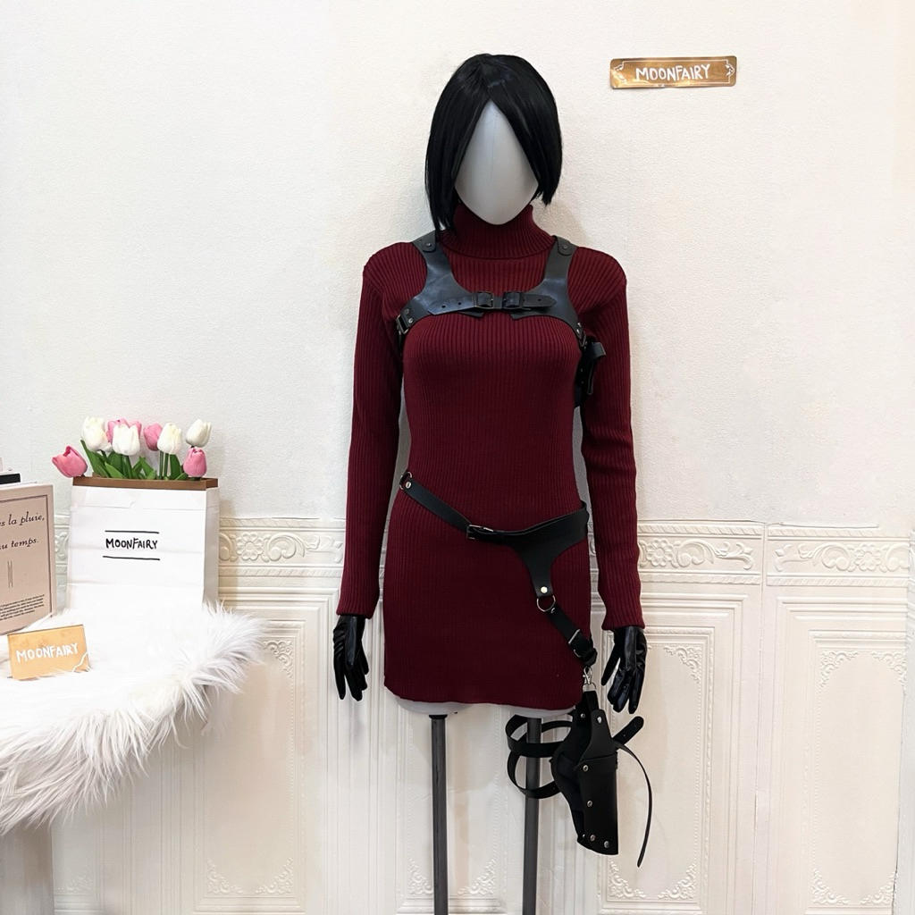 Moonfairy - Ada Wong เครื่องแต่งกายคอสเพลย์ Resident Evil 4 Remake เกมเครื่องแต่งกายชุด Fullset วิกผ