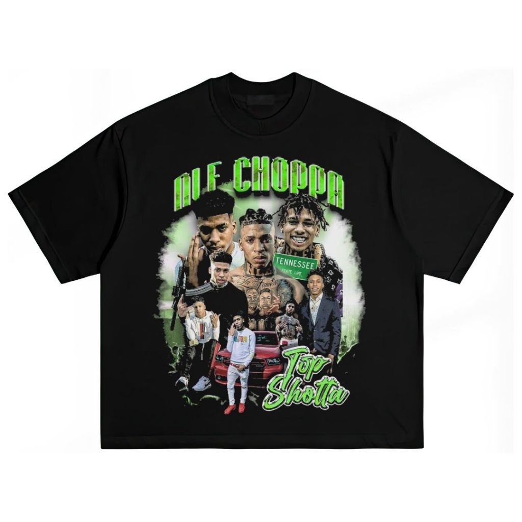 Psycho Crucify "NLE Choppa" Boxy เสื้อยืดขนาดใหญ่ผ้าฝ้าย Combed 24s | เสื้อยืดโอเวอร์ไซส์ Boxy | เสื