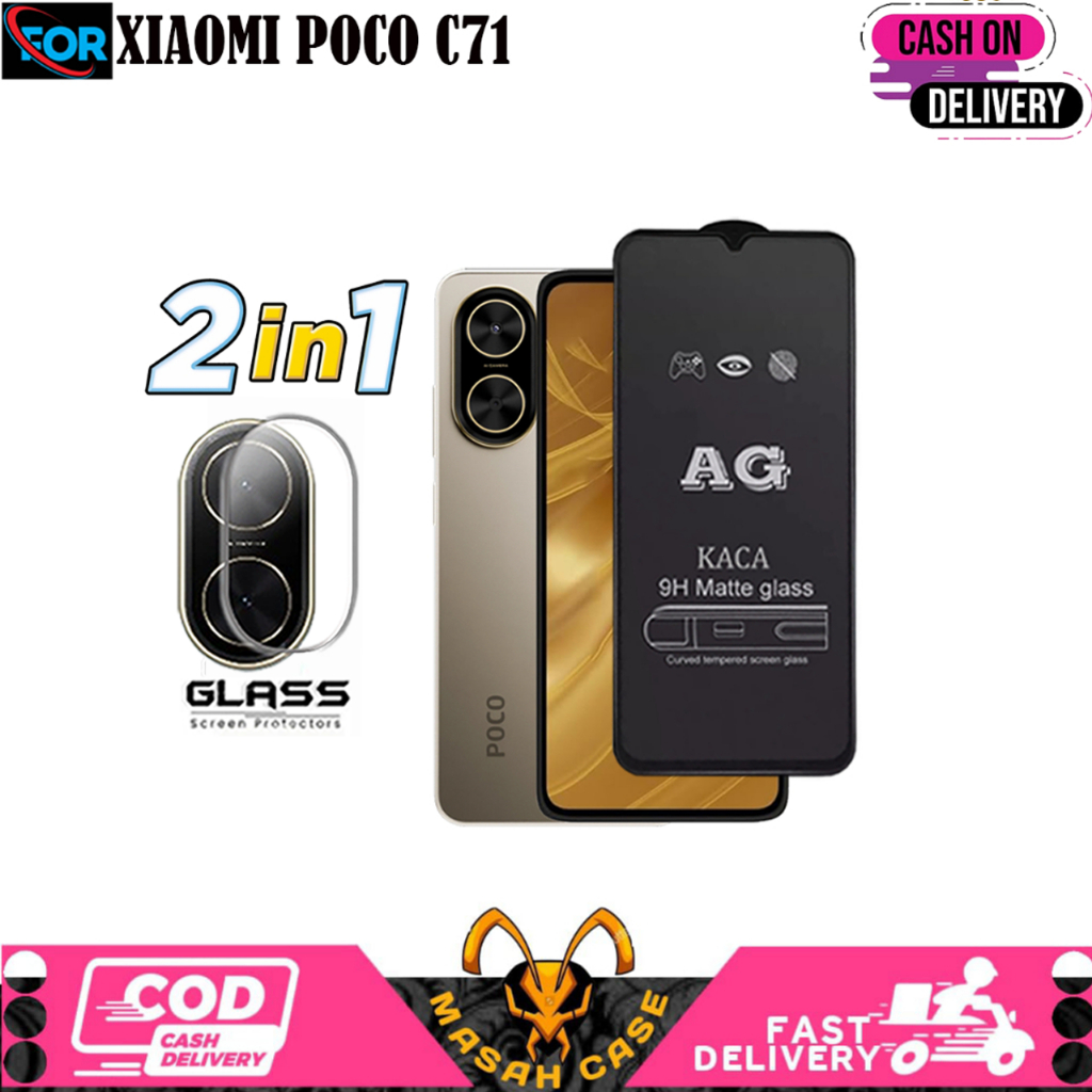 2N1 TEMPERED GLASS AG MATTE XIAOMI POCO C71 4G BONUS เลนส์กล้อง